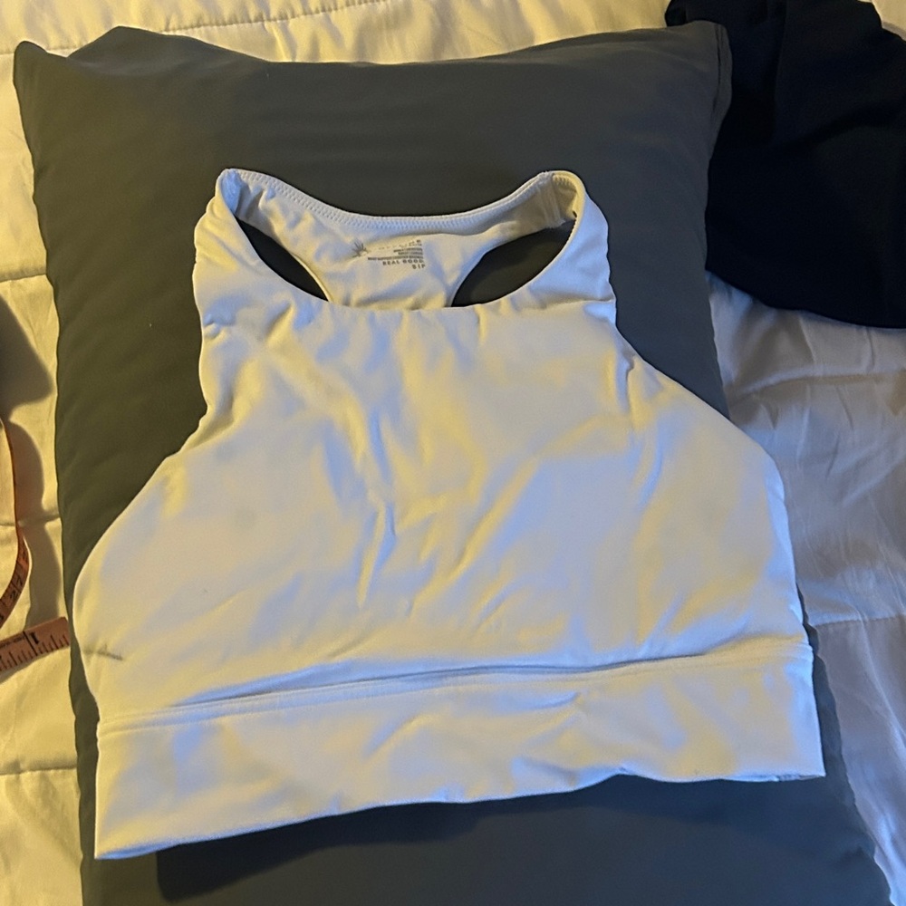Off-line White Racerback Sports Bra